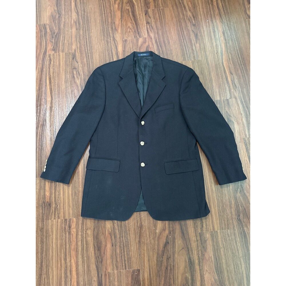 Ralph Ralph Lauren Men's 44 Blazer Black Silk Wool 3 Button Single Breasted